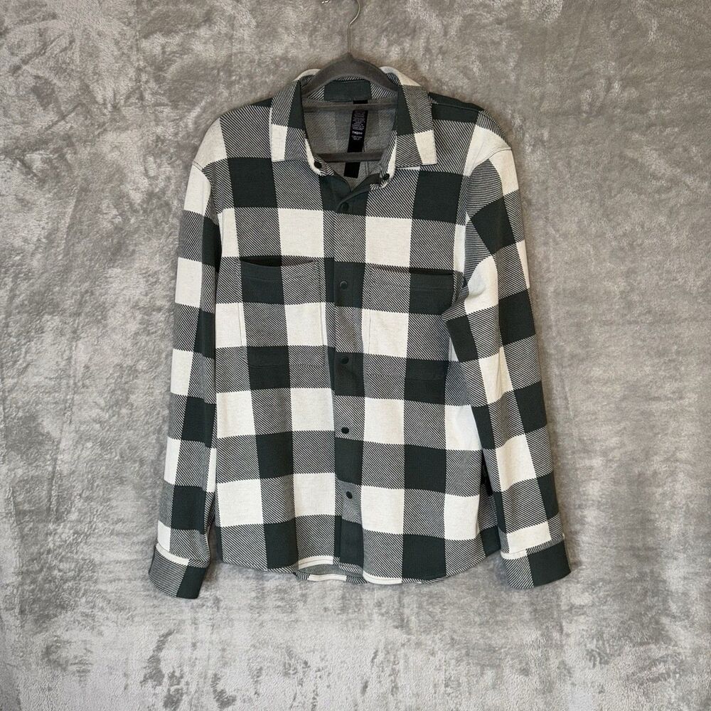lululemon athletica Men's Green and White Plaid Button-Down Shirt